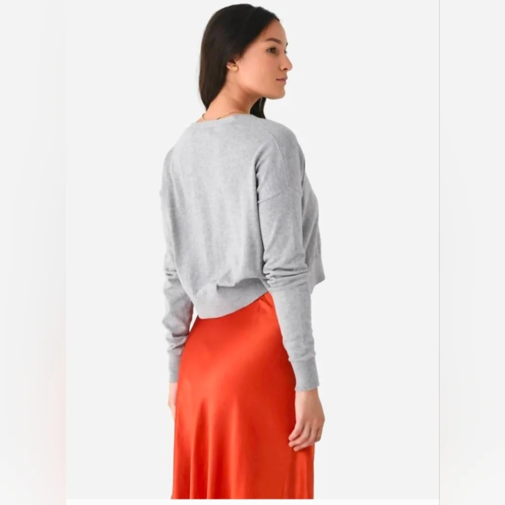 ORGANIC BY JOHN PATRICK crop cardigan in navy - Picture 7 of 7